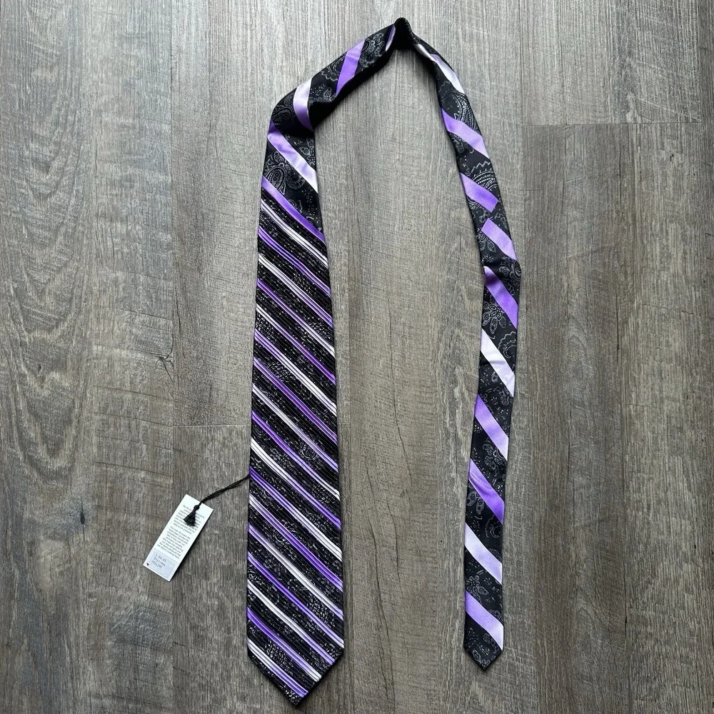NEW Vitaliano Pancaldi men's purple abstract colorful 100% silk luxury tie NWT